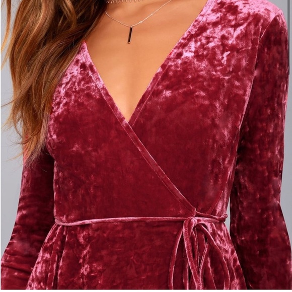 Lulus Blue Large Velvet Wrap Dress 💙 - Picture 3 of 5